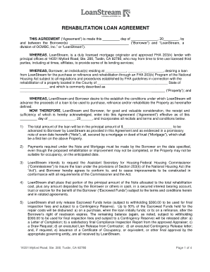 FHA 203K Rehabilitation Loan Agreement - LoanStream Wholesale