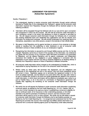 Equifax Subscriber Agreement for Services