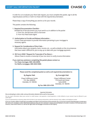 Chase Short Sale Information Packet