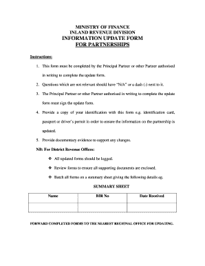Inland Revenue Partnership Information Update Form