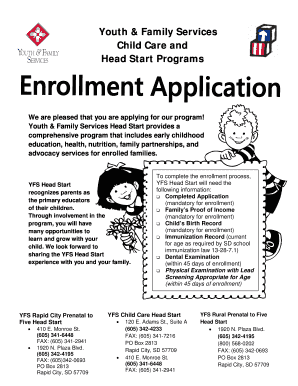 Youth & Family Services Head Start Enrollment Form