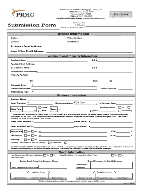 PRMG Wholesale Loan Submission Form