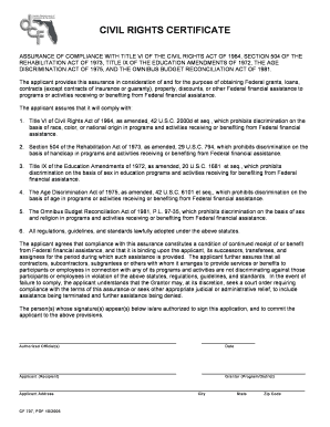 Civil Rights Certificate Assurance