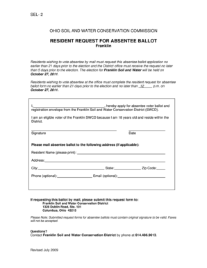 Ohio Absentee Ballot Request Form