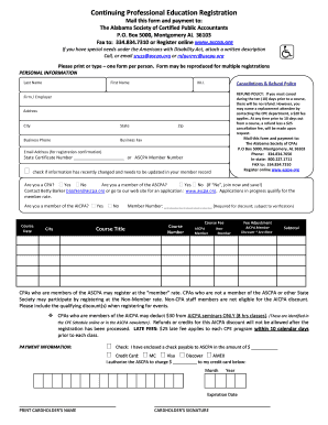 Alabama CPE Registration Form