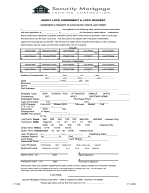 Land mortgage agreement - Lock Agreement & Lock Request Form - Security Mortgage Funding ...