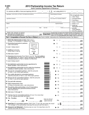 North Carolina D-403 Partnership Income Tax Return