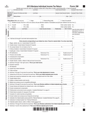Montana Individual Income Tax Return Form 2M