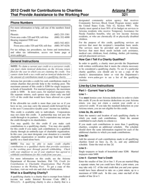 Arizona Form 321 Credit for Charitable Contributions