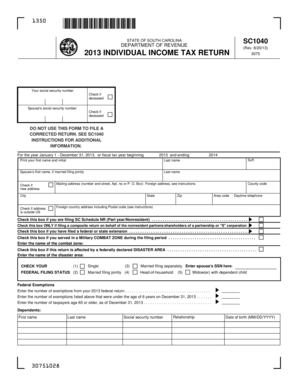South Carolina SC1040 Individual Income Tax Return