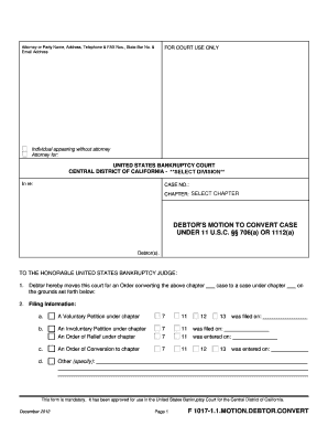 Debtor's Motion to Convert Case