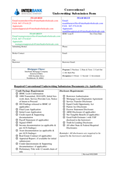 Conventional Underwriting Submission Form