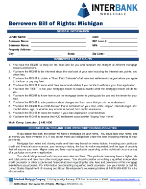 Borrowers Bill of Rights: Michigan
