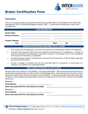 Broker Certification Form