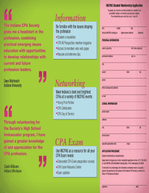 INCPAS Student Membership Application