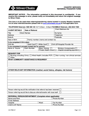 Country Services Referral/Transfer Form