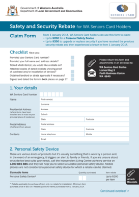 WA Seniors Card Safety and Security Rebate Claim Form