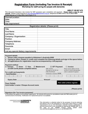 Workshop Registration Form with Tax Invoice