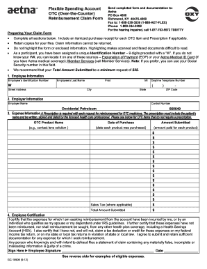 Flexible Spending Account Reimbursement Claim Form