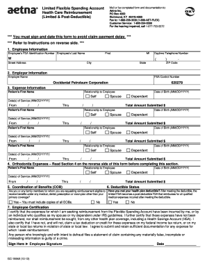Aetna Limited Flexible Spending Account Reimbursement Form