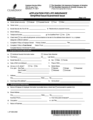 Life Insurance Application Form L-AP-2004