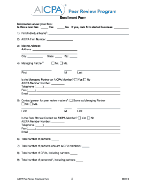 AICPA Peer Review Enrollment Form