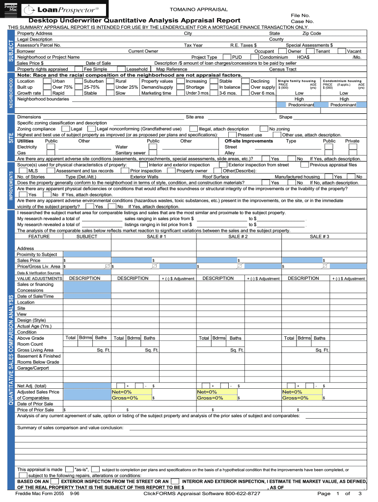 Fillable Online Fannie Mae Form 2055 Old Form Tomaino Appraisal 