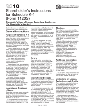 Shareholder’s Instructions for Schedule K-1 (Form 1120S)