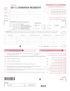 Louisiana State Income Tax Return Amendment Form
