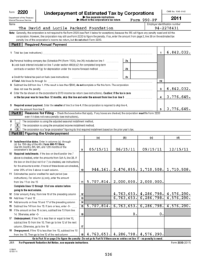 IRS Form 2220 Underpayment of Estimated Tax by Corporations