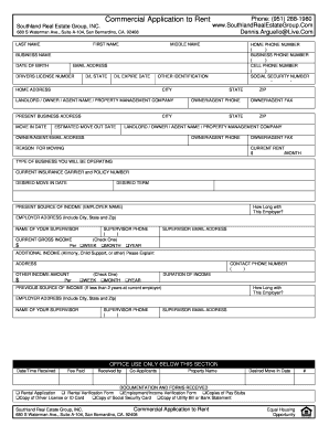 Commercial Application to Rent