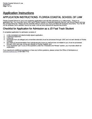 Florida Coastal School of Law JD Fast Track Application