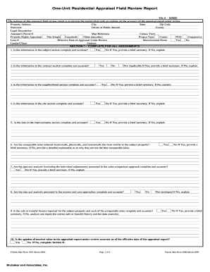 One-Unit Residential Appraisal Field Review Report