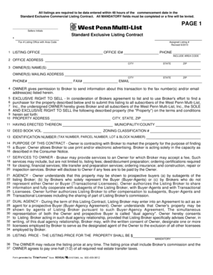 Standard Exclusive Commercial Listing Contract