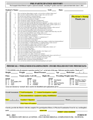 Issaquah School District Pre-Participation Physical Form
