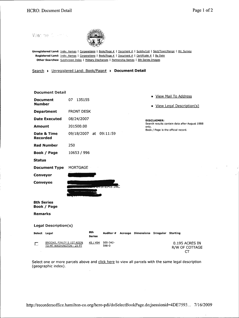 Fillable Online HeRO Document Detail Page 1 of2 http//recordersoffice