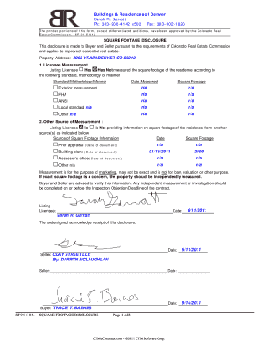Colorado Square Footage Disclosure Form