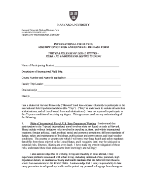 Medical release form template - harvard assumption of risk and release form