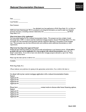 Wells Fargo Reduced Documentation Loan Application