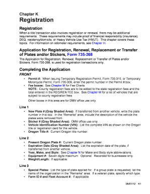 Oregon Vehicle Registration Form 735-268
