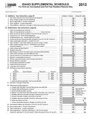 Idaho Supplemental Schedule 2013