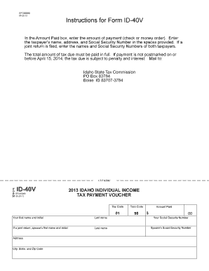 Idaho Individual Income Tax Payment Voucher