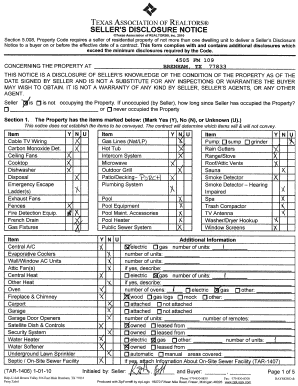 Texas Seller's Disclosure Notice