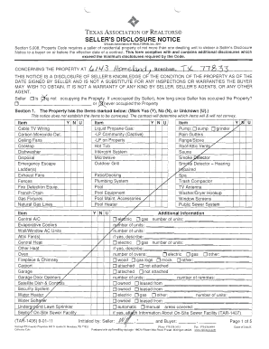 Texas Seller's Disclosure Notice