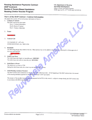 HAP Contract Section 8 Tenant-Based Assistance