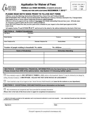 Application for Waiver of Fees