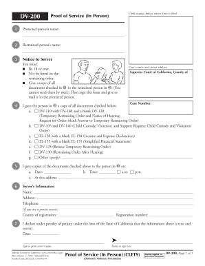 California Proof of Service (In Person)