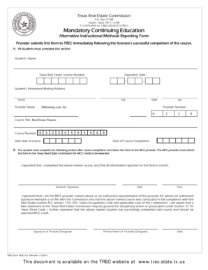 Texas Real Estate Commission MCE Form 9-8