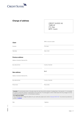 Credit Suisse Change of Address Form