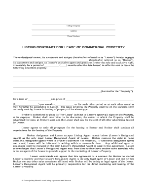 Commercial Property Lease Listing Agreement